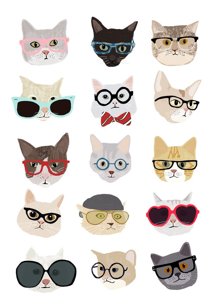 Hipster Cat-Themed Phone Wallpaper